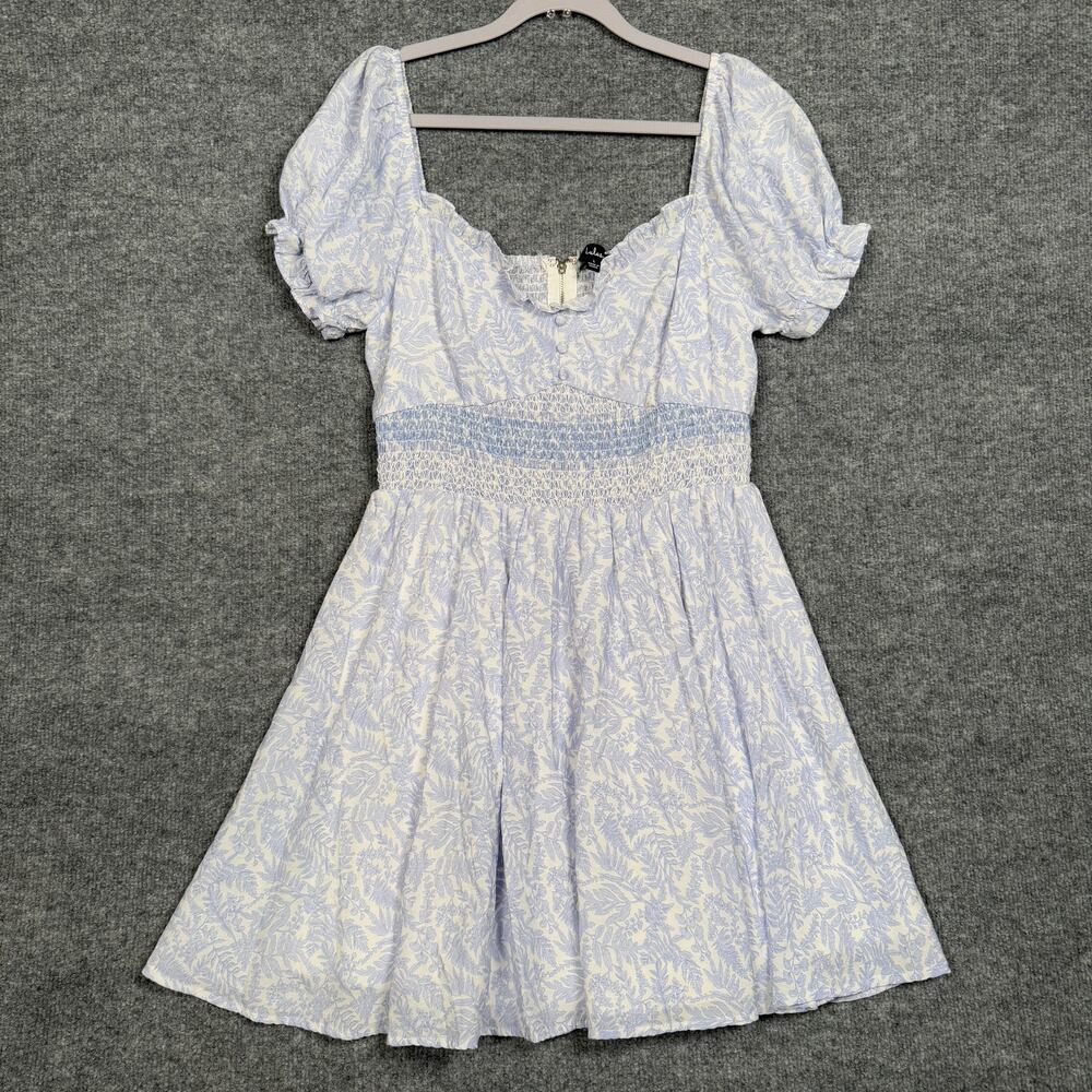Lulus Large Off The Shoulder‎ Shift Mini Dress White Floral Cottagecore Milkmaid